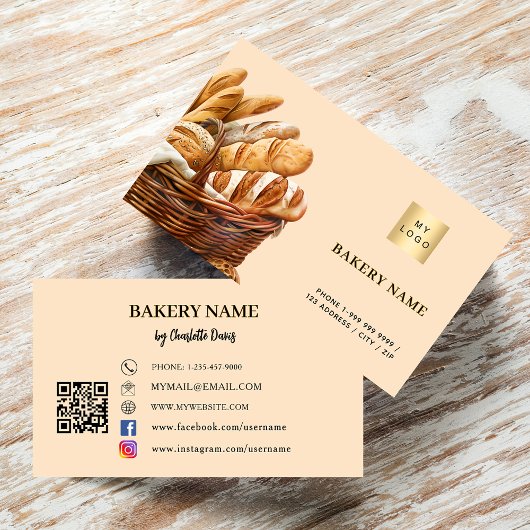 Bakkerijbrood gebak perzik QR code logo Visitekaartje