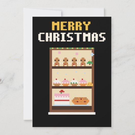 Bakkerijdisplay Pixel Art Kerstkaart (Voorkant)