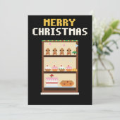 Bakkerijdisplay Pixel Art Kerstkaart (Staand voorkant)