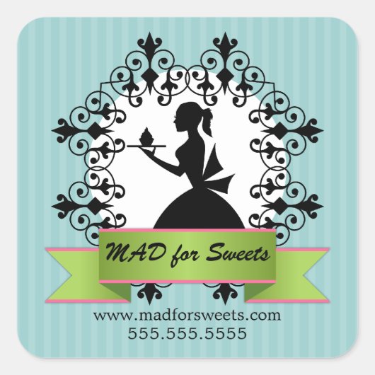 Bakkerijdozen Vierkante Sticker (Voorkant)