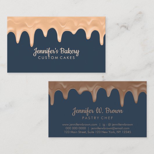 Bakkerijgebak Chef Navy Cake Cream Driving Visitekaartje (Voorkant / Achterkant)