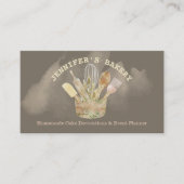 Bakkerijgebak elegante chef rustige waterverf visitekaartje (Voorkant)