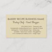 Bakkerijgebak, gebak, gebak voor decoratie visitekaartje (Achterkant)