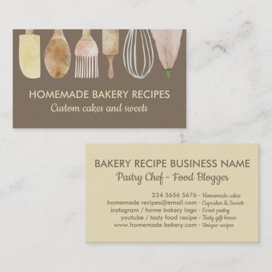 Bakkerijgebak, gebak, gebak voor decoratie visitekaartje (Voorkant / Achterkant)