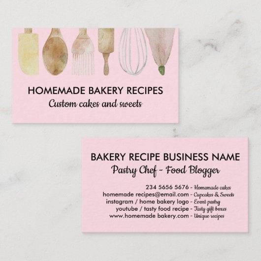 Bakkerijgebak, handgereedschap visitekaartje (Voorkant / Achterkant)