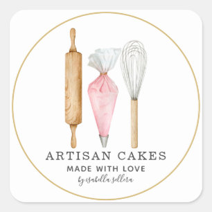 Bakkerijgebak Kaas voor bakkerij Productlabel Vierkante Sticker