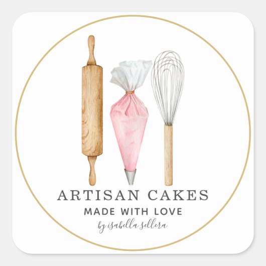 Bakkerijgebak Kaas voor bakkerij Productlabel Vierkante Sticker (Voorkant)