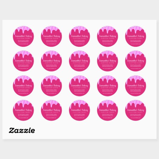 Bakkerijgebak Roze Abstracte taart Druppelen Ronde Sticker (Vel)