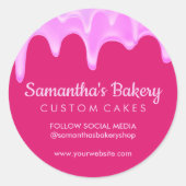 Bakkerijgebak Roze Abstracte taart Druppelen Ronde Sticker (Voorkant)