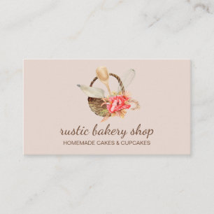 Bakkerijgebruiksvoorwerpen met Rustic Basket roze Visitekaartje
