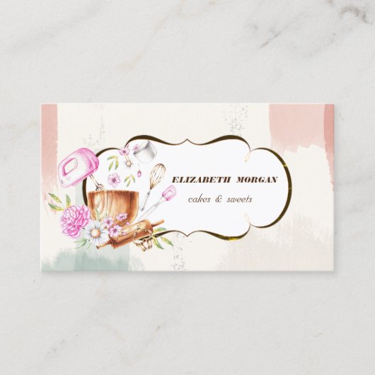 Bakkerijgereedschap ,Waterverf penseelstreek Visitekaartje (Voorkant)