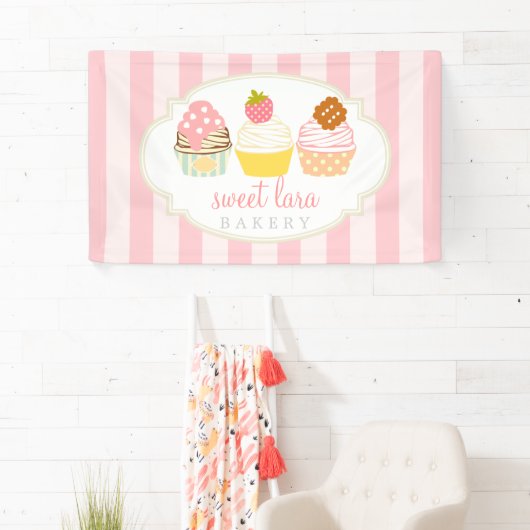Bakkerijkafwerking Retro Sweet Cupcakes Cute Bouti Spandoek (Insitu)