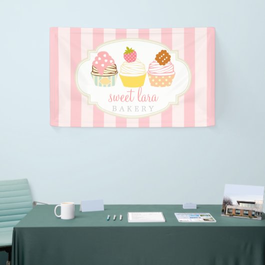 Bakkerijkafwerking Retro Sweet Cupcakes Cute Bouti Spandoek (Beurs)