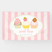 Bakkerijkafwerking Retro Sweet Cupcakes Cute Bouti Spandoek (Horizontaal)