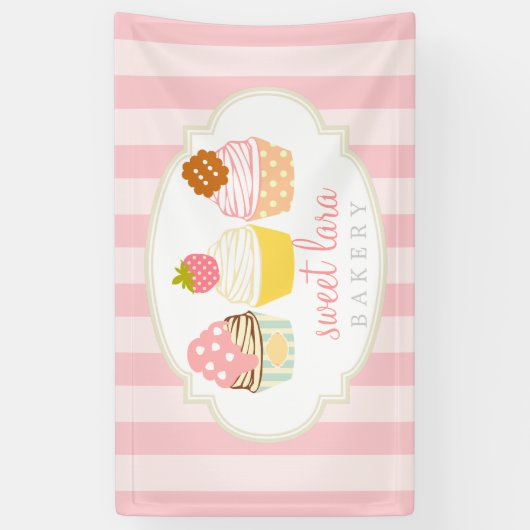 Bakkerijkafwerking Retro Sweet Cupcakes Cute Bouti Spandoek (Verticaal)