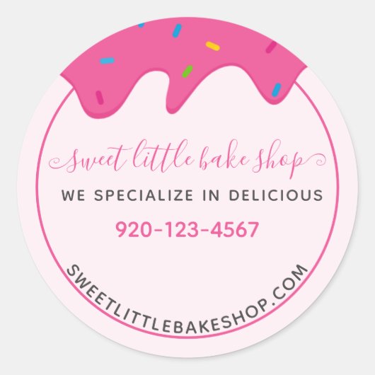 Bakkerijkbevuilddrijfstang drukt roze klassieke ti ronde sticker (Voorkant)