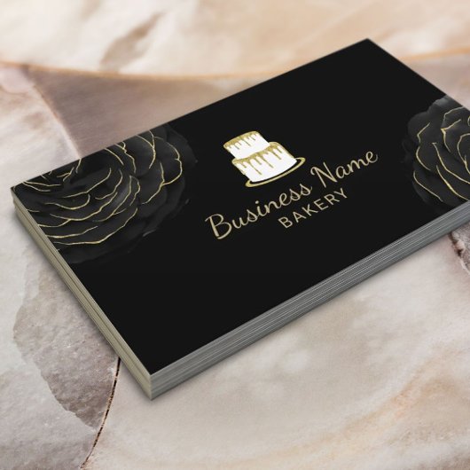 Bakkerijkdarm Logo Elegant Black Floral Chef Visitekaartje