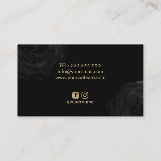 Bakkerijkdarm Logo Elegant Black Floral Chef Visitekaartje (Achterkant)