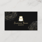 Bakkerijkdarm Logo Elegant Black Floral Chef Visitekaartje (Voorkant)