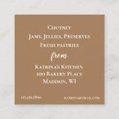 Bakkerijkeukens Vruchtenpasteitjes Vierkante Visitekaartje (Achterkant)