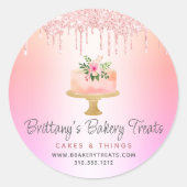 Bakkerijkoekjes bleekroze druppelaar regenboogombr ronde sticker (Voorkant)