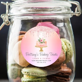 Bakkerijkoekjes bleekroze druppelaar regenboogombr ronde sticker