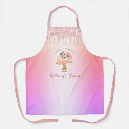 Bakkerijkoekjes bleekroze druppelaar regenboogombr schort (Voorkant)