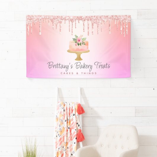 Bakkerijkoekjes bleekroze druppelaar regenboogombr spandoek (Insitu)