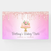 Bakkerijkoekjes bleekroze druppelaar regenboogombr spandoek (Horizontaal)