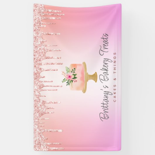 Bakkerijkoekjes bleekroze druppelaar regenboogombr spandoek (Verticaal)