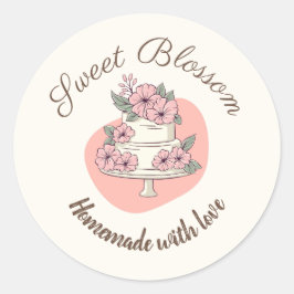 Bakkerijlogo klassieke ronde sticker met bloemstuk