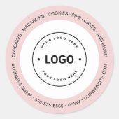 Bakkerijlogo Wit en Roze Ronde Sticker (Voorkant)