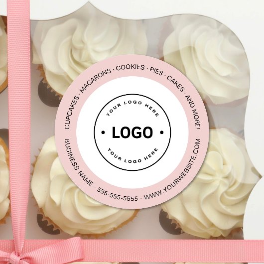Bakkerijlogo Wit en Roze Ronde Sticker
