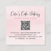 Bakkerijmenger Blush Roze QR Code Zwart Geruit Vierkante Visitekaartje (Achterkant)