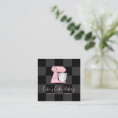Bakkerijmenger Blush Roze QR Code Zwart Geruit Vierkante Visitekaartje (Staand voorkant)