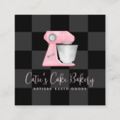 Bakkerijmenger Blush Roze QR Code Zwart Geruit Vierkante Visitekaartje (Voorkant)