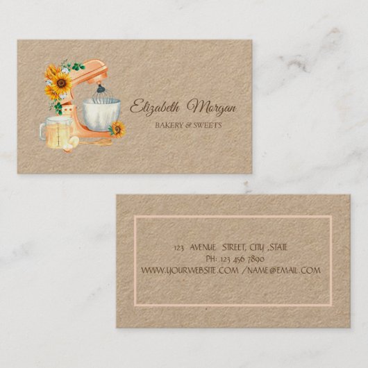 Bakkerijmixer Sunflower Kraft Visitekaartje (Voorkant / Achterkant)