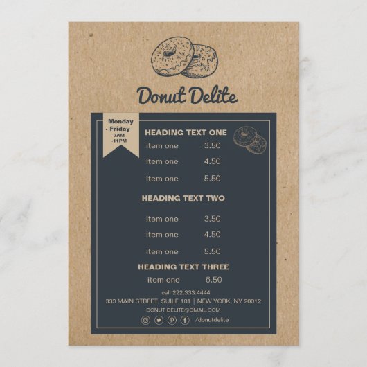 bakkerijmodel voor schotel- en schoenenpapierdonut programmakaart (Voorkant)