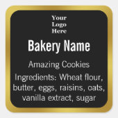 Bakkerijnaam Zwart & Goud Ingrediënt Product Label (Voorkant)