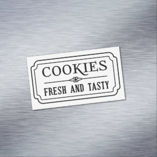 Bakkerijontwerp met verse en smakelijke vintage co magnetisch visitekaartje