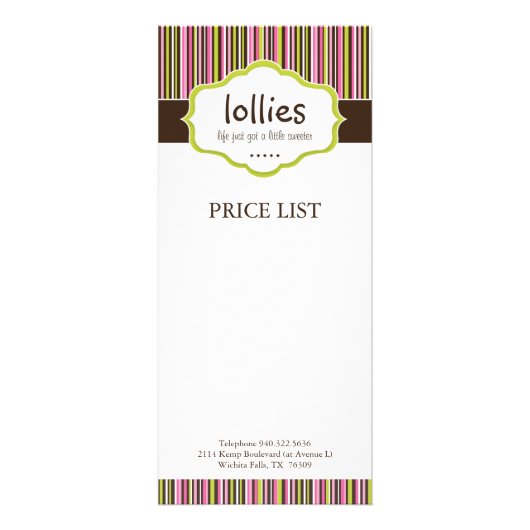 Bakkerijprijslijst Reclamekaart (Voorkant)