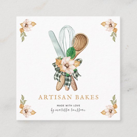 Bakkerijproducten en bakkerijproducten vierkante visitekaartje (Voorkant)