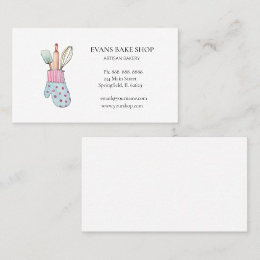 Bakkerijproducten en visitekaartje van mittenbakke (Voorkant / Achterkant)