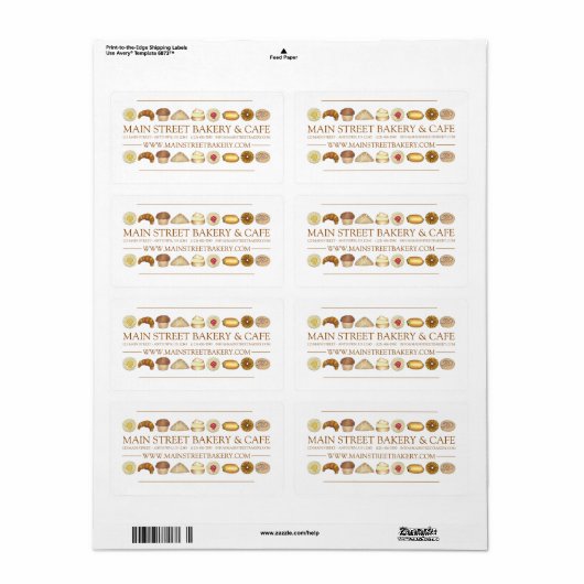Bakkerijproducten Kroisant Donut Muffin Pastries Etiket (Full Sheet)