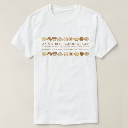 Bakkerijproducten Kroisant Donut Muffin Pastries T-shirt (Design voorkant)