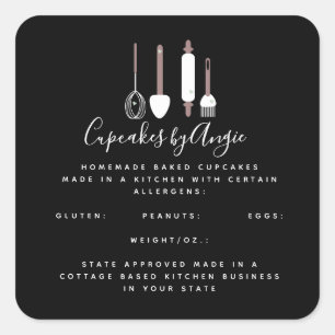 Bakkerijproducten Logo Food Business Black Vierkante Sticker