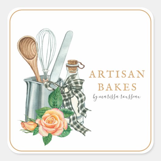Bakkerijproducten met bakkerijproducten vierkante sticker (Voorkant)