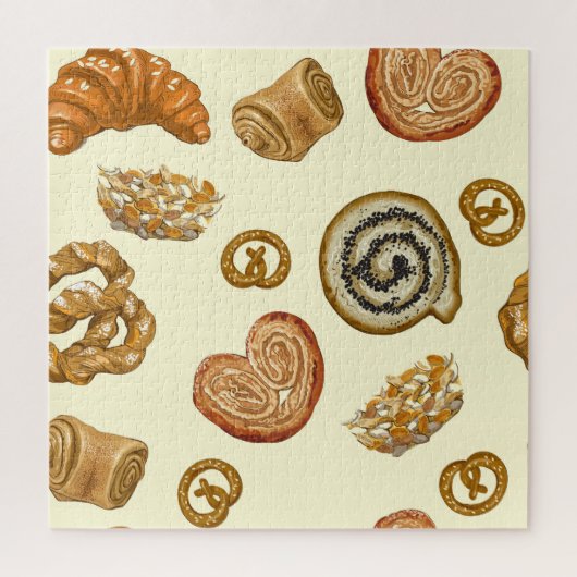 Bakkerijproducten:  naadloos patroon. legpuzzel (Verticaal)