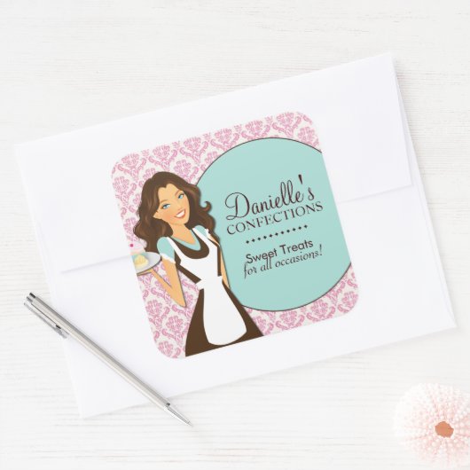 Bakkerijproducten Vierkante Sticker (Envelop)