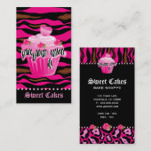 Bakkerijproducten Zebra tijger Roos Roze koekjes Visitekaartje (Voorkant / Achterkant)
